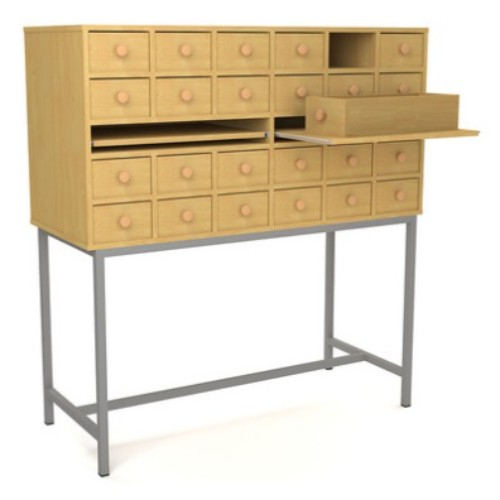 Шкаф картотечный 24 ящиков на металлокаркасе. 1232х500х1322 мм.