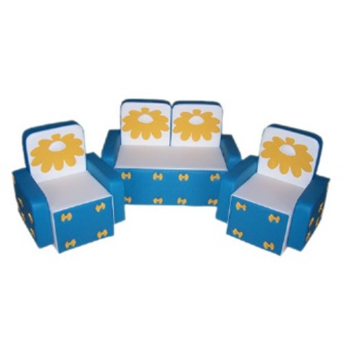 «Бантик с аппликацией без столика» комплект голубо-белый