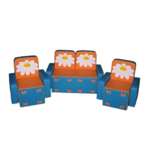 «Бантик с аппликацией без столика» комплект голубо-оранжевый