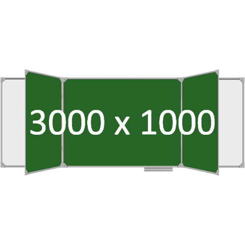 Доска школьная пятиэлементная магнитная (мел+маркер), 3000х1000 мм. эмаль
