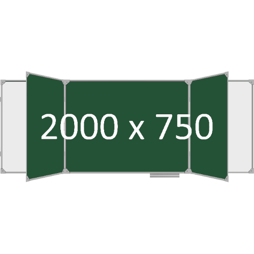 Доска школьная пятиэлементная магнитная (мел+маркер), 2000х750 мм. полимер