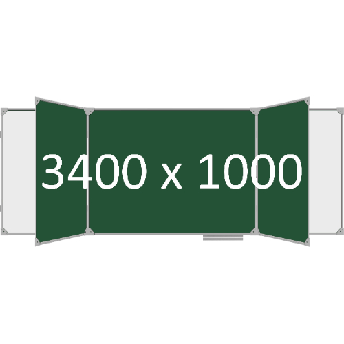 Доска школьная пятиэлементная магнитная (мел+маркер), 3400х1000 мм. полимер