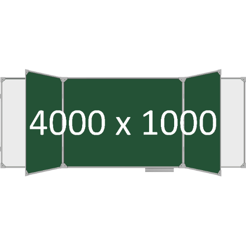 Доска школьная пятиэлементная магнитная (мел+маркер), 4000х1000 мм. полимер