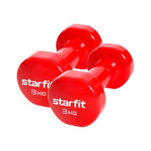 Гантель виниловая 3 кг, красный, 2 шт