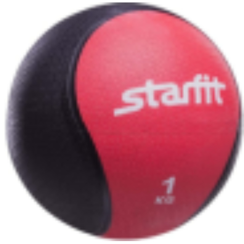 Медбол 1 кг, цемент, красный