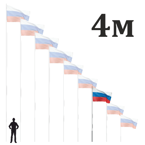 Флагшток 4 м. алюминий, с механизмом поднятия
