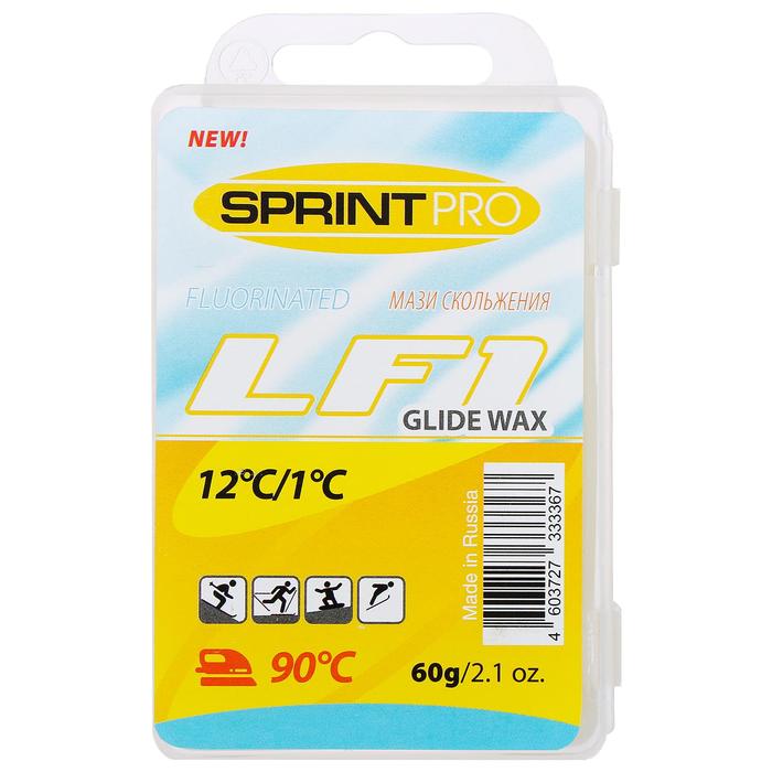 Парафин скольжения SPRINT PRO LF-1 темп. +1+12С 60 гр. желтый