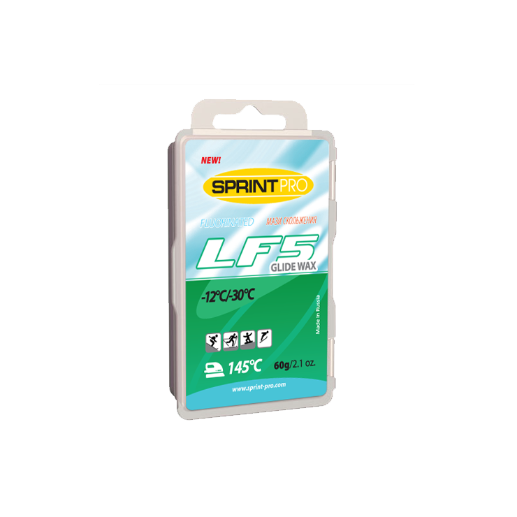 Парафин скольжения SPRINT PRO LF-5 темп. -12-30С 60 гр. зелёный