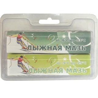 Мазь лыжная сцепления "Спринт" 2 бруска синий - свет.зеленый темп. от -3-25С 80 гр