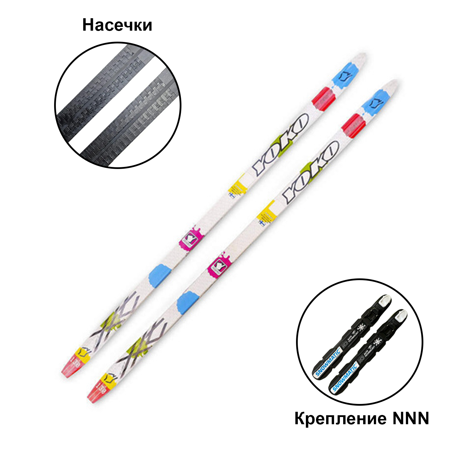 Пластиковые лыжи STC YOKO с насечкой NNN р.М