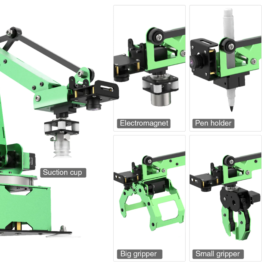 Четырёхосевой учебный робот манипулятор с модульными сменными насадками Четырёхосевой учебный робот манипулятор с модульными сменными насадками