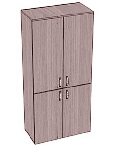 Шкаф с полками закрытый, 4 двери. 800х400х2000 мм., ясень шимо